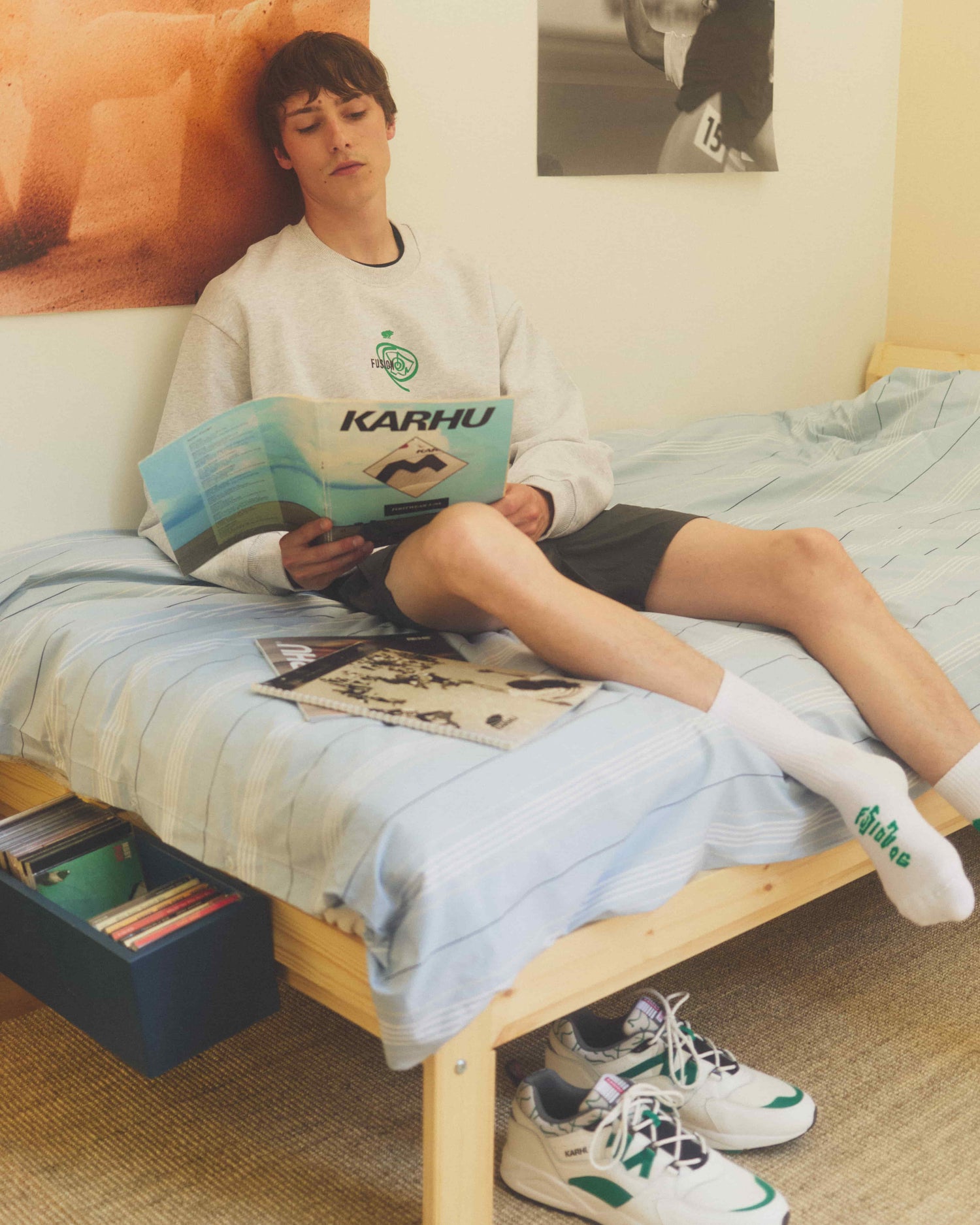 FUSION OG SWEATSHIRT - HEATHER GREY / ULTRAMARINE GREEN