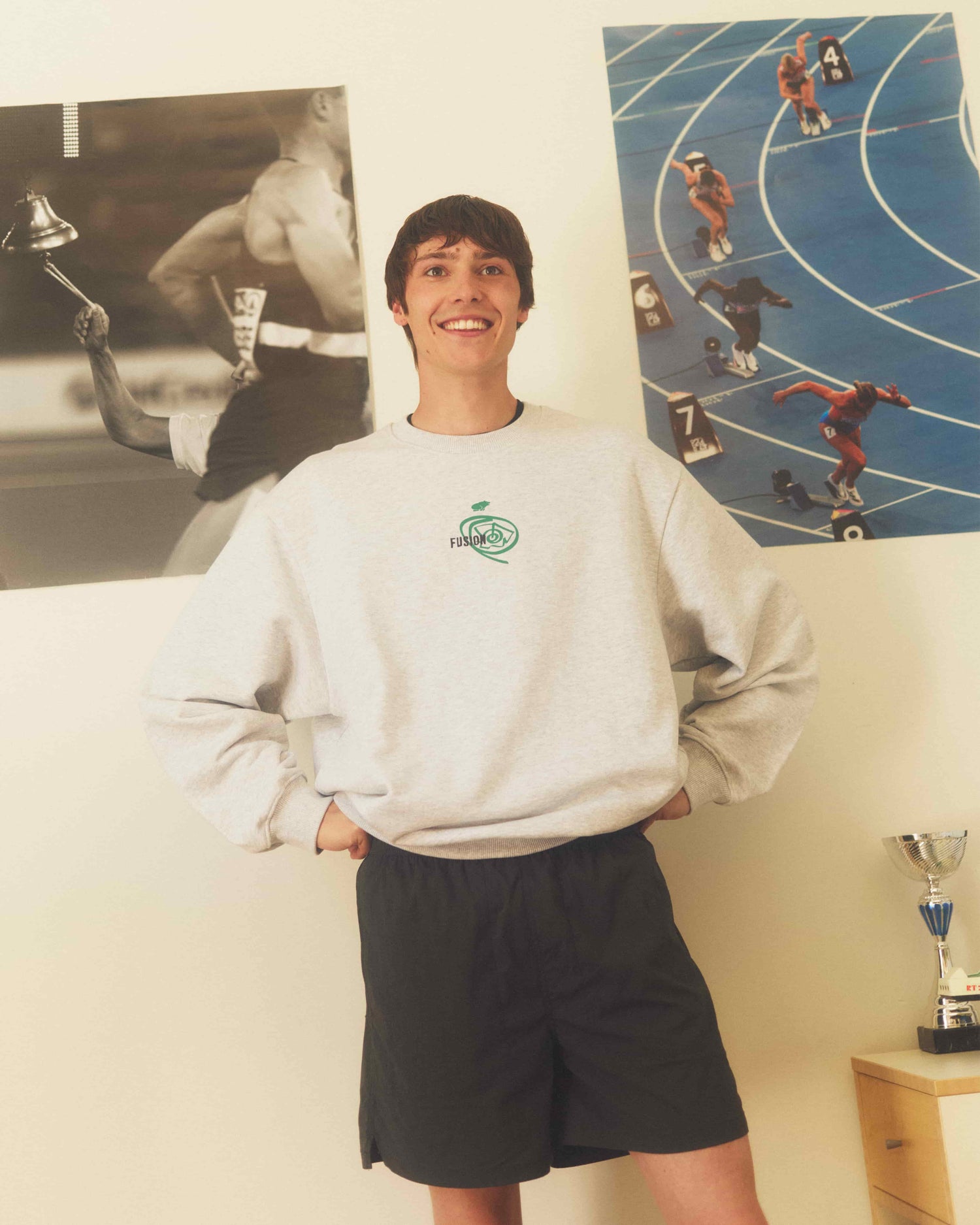 FUSION OG SWEATSHIRT - HEATHER GREY / ULTRAMARINE GREEN
