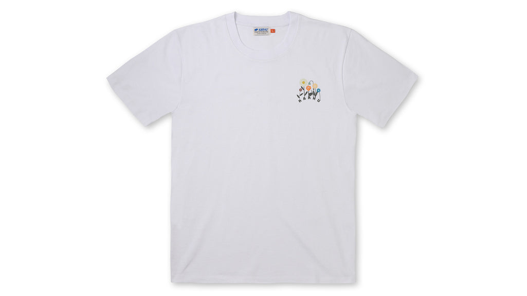 FLOWER LOGO T–SHIRT - BRIGHT WHITE / DOUGLAS FIR