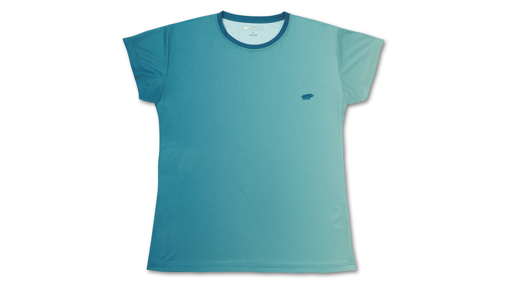 WOMEN'S RUNNING T–SHIRT - GRADIENT / MOROCCAN BLUE