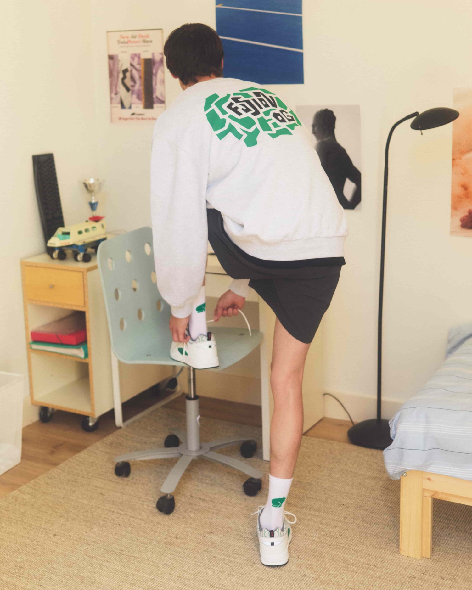 FUSION OG SWEATSHIRT - HEATHER GREY / ULTRAMARINE GREEN