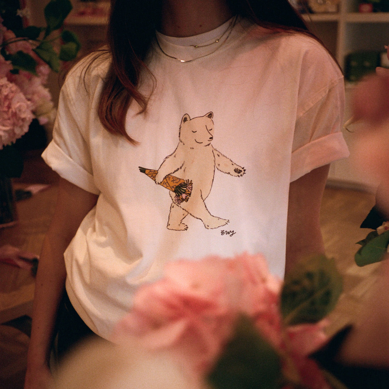 KARHU X EDITH YOUNG T–SHIRT - BRIGHT WHITE / BEIGE